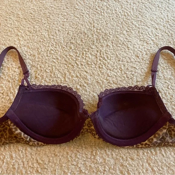 EUC Purple Cheetah Demi cup padded bra 32B by Felina Lingerie - Picture 3 of 6